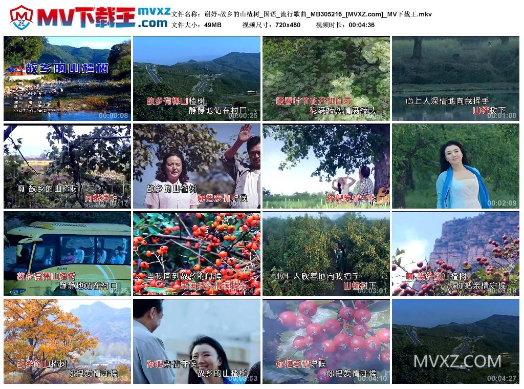 谢妤-故乡的山楂树_国语_流行歌曲_MB305216